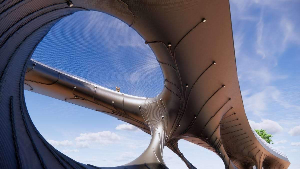 فاز مفهوم جسر المشاة الفولاذي المطبوع ثلاثي الأبعاد بجائزة 2021 Forge