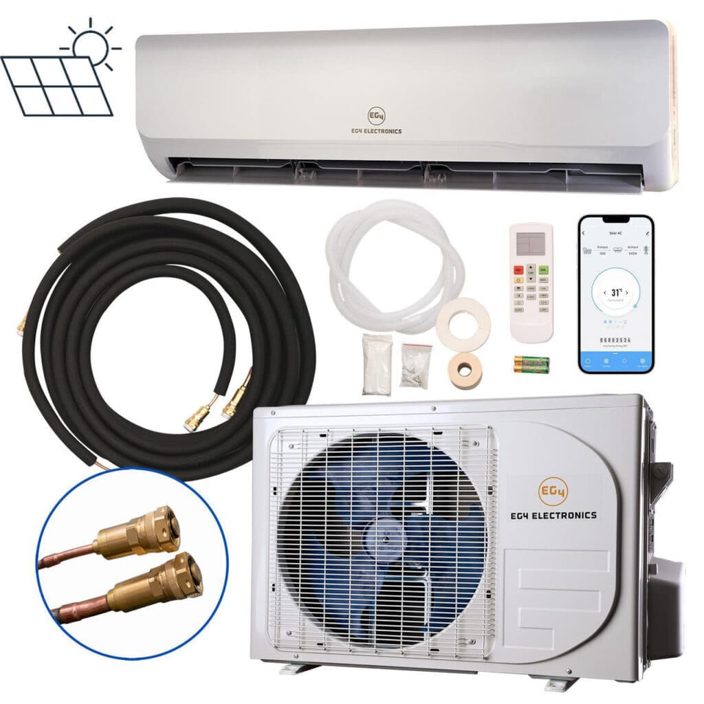 Split air conditioner with installation components and remote control