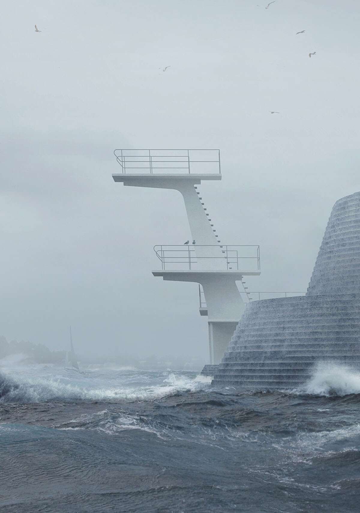 Snøhetta designs an artificial island to revive a Norwegian harbor bath