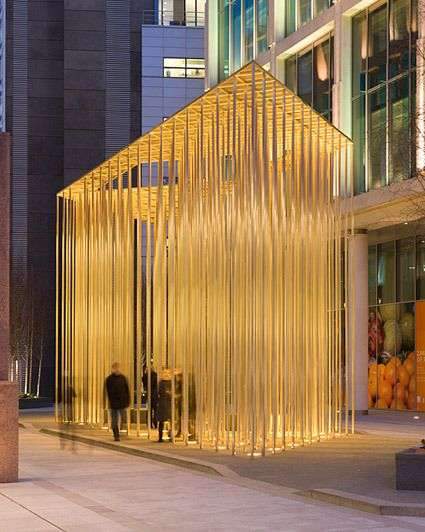 Regents Place Pavilion The Pavilion is created by a field of steel rods supporting…