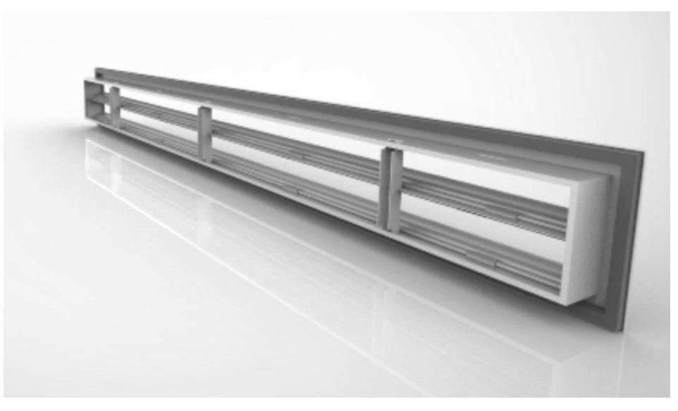 Aluminum Linear Diffuser with 1 Slots – DLC – 3 Slots of 1, duct opening width of 5 3/4, 4 ft long
