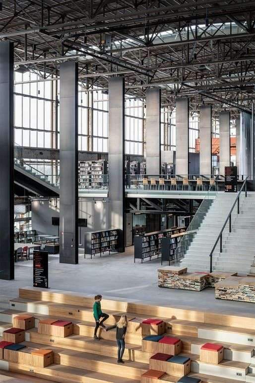 LocHal Library in Tilburg, Netherlands by Civic Architects (architectural design); Braaksma & Roos Architectenbureau…