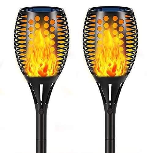 Solar Torch Lights 43 inches Flickering Dancing Flames Waterproof Outdoor Landscape Decorations Lighting Dusk to Dawn Auto On/Off 2-Pack