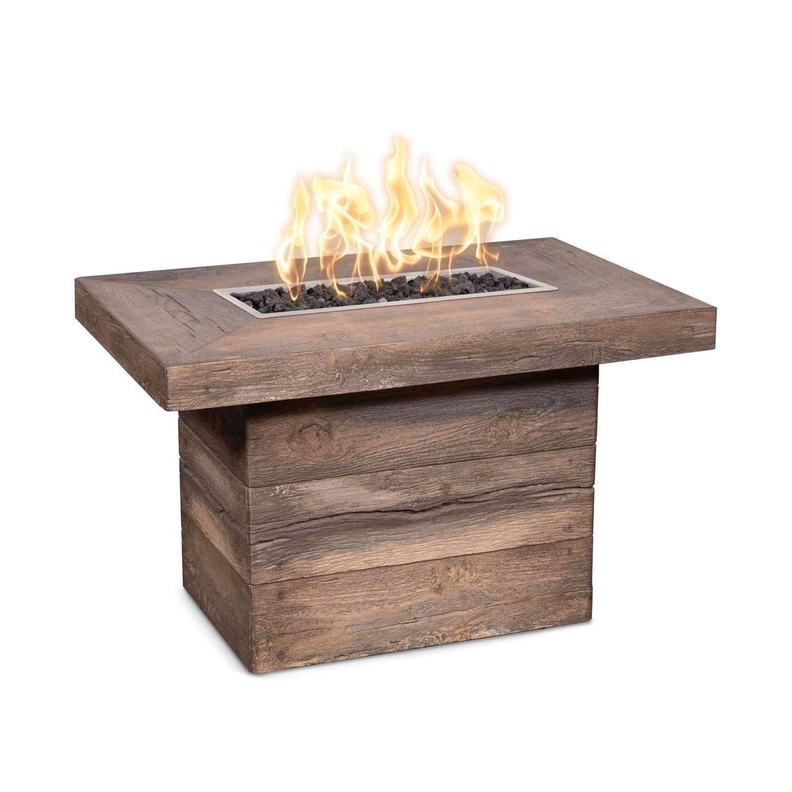 Alberta Fire Pit Wood Grain Concrete 36 by The Outdoor Plus – 110V Plug & Play Electronic Ignition