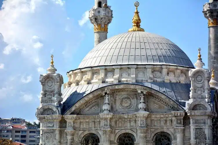A Baroque church with a grand dome and intricate interior decorations