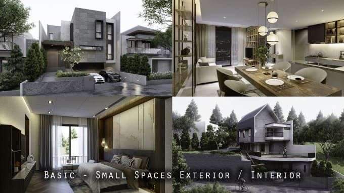 I will render photorealistic interior or exterior of your 3d model
