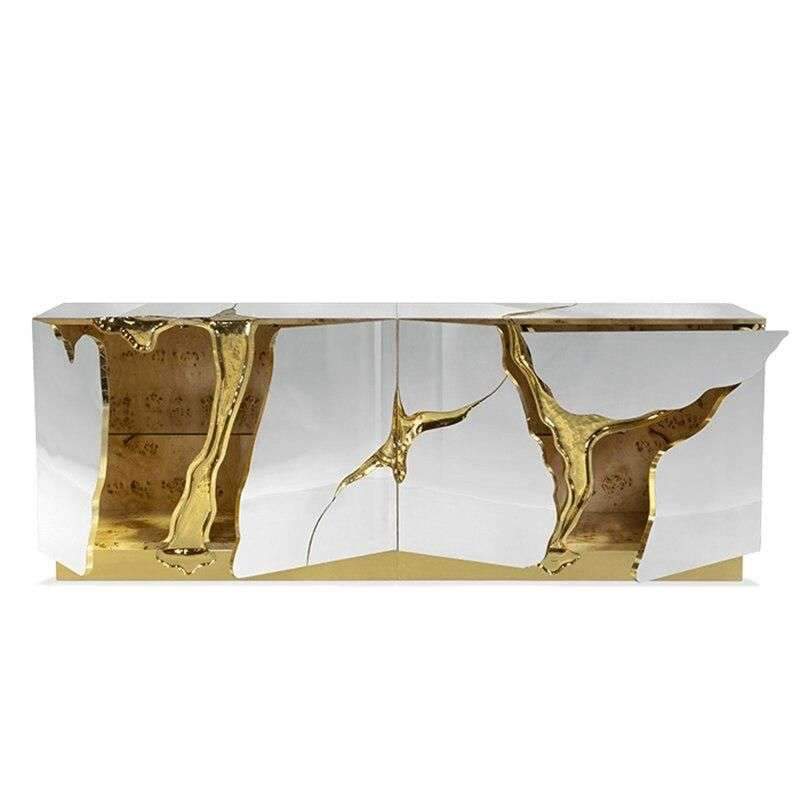 Brass Stainless Steel Dining Side Storage Cabinet, Modern Art, Light Luxury, High-End Simple Fashion Storage Cabinet