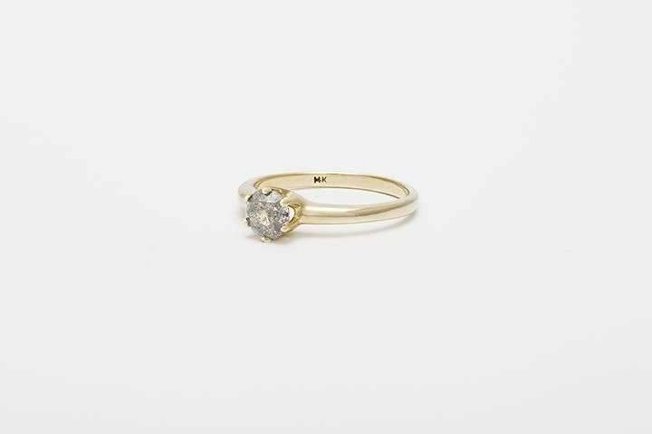 Smooth Una Ring // Salt and Pepper Diamond – 14K Yellow Gold / 7