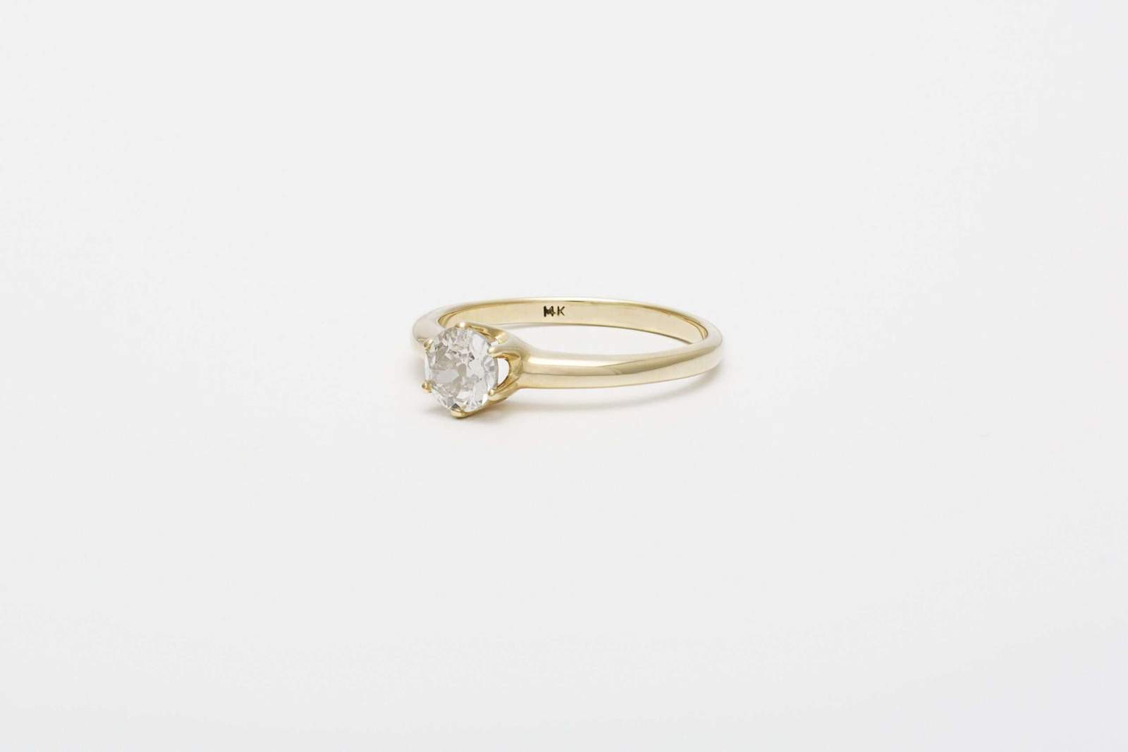Smooth Una Ring // White Diamond – 14K White Gold / 6.5