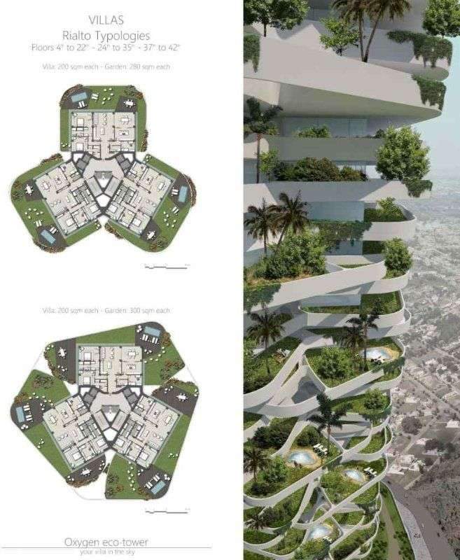 The Eco Tower in Jakarta, Indonesia is approximately one-third of the tower will house…