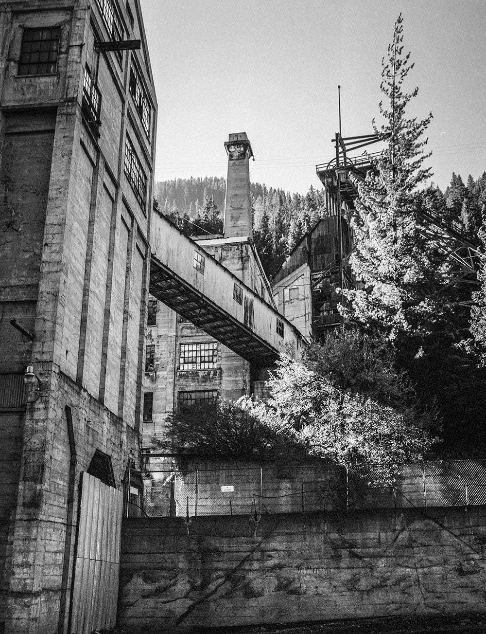 Ghost Town Photo Print, Mining Facility, Black and White Film Photography – 20×30 Inches