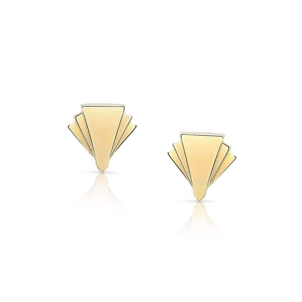 Fan Diamond Earrings Studs in Gold Jewelry-Deco Sans Series – Rose / 18K / No Diamonds