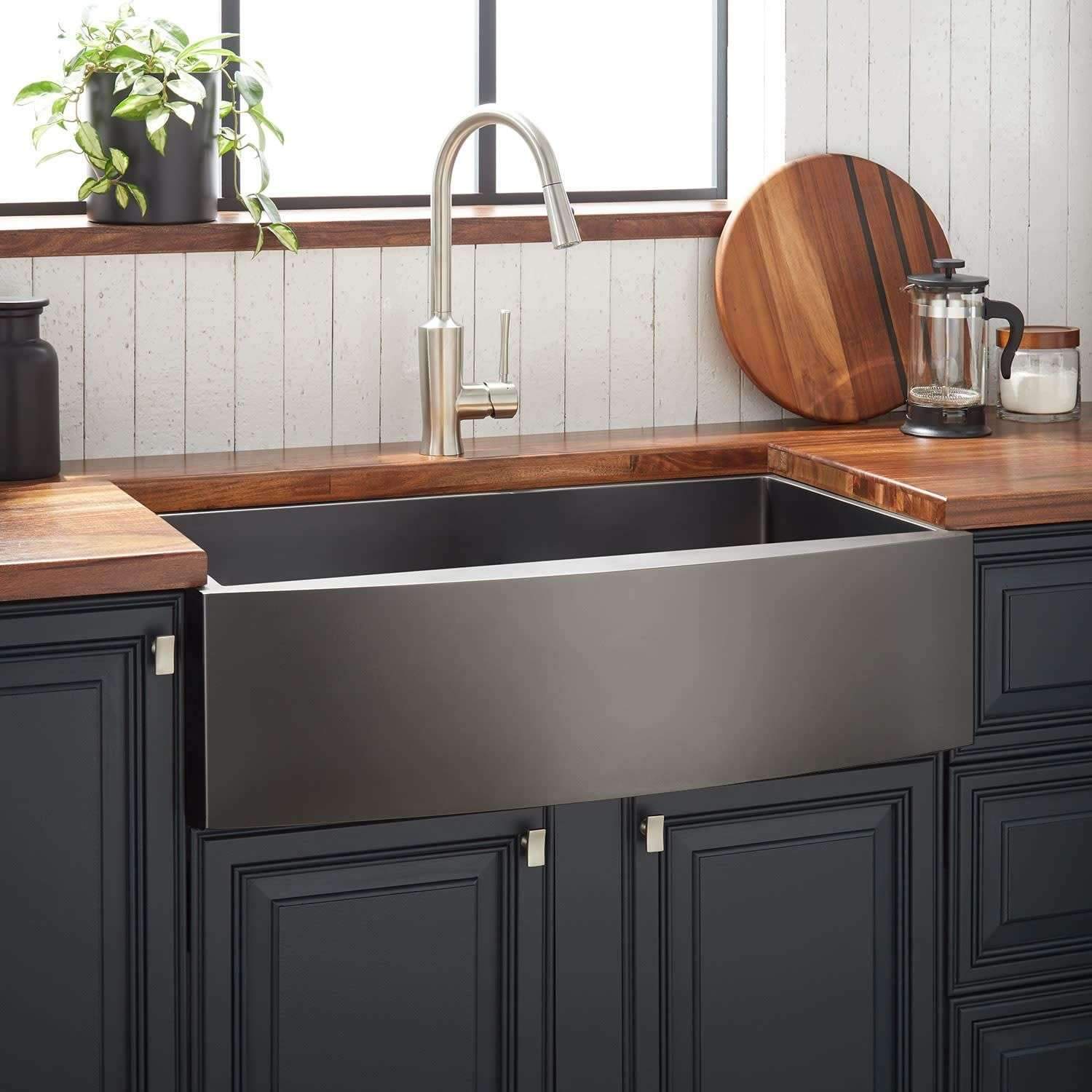 33 Farmhouse Single Basin Stainless Steel Kitchen Sink – Gunmetal Black