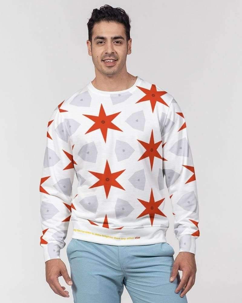 Pattern Planet – Akbar Star XY French Terry Pullover – Cosmic White/Mughal Red / XXXL