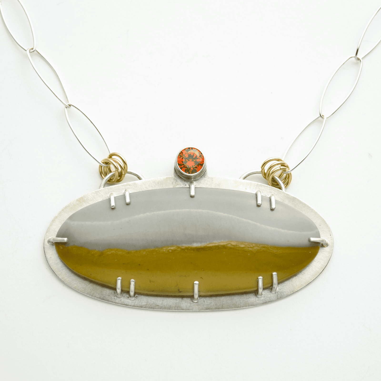 Journey 5 Necklace with Landscape Jasper in Sterling Silver