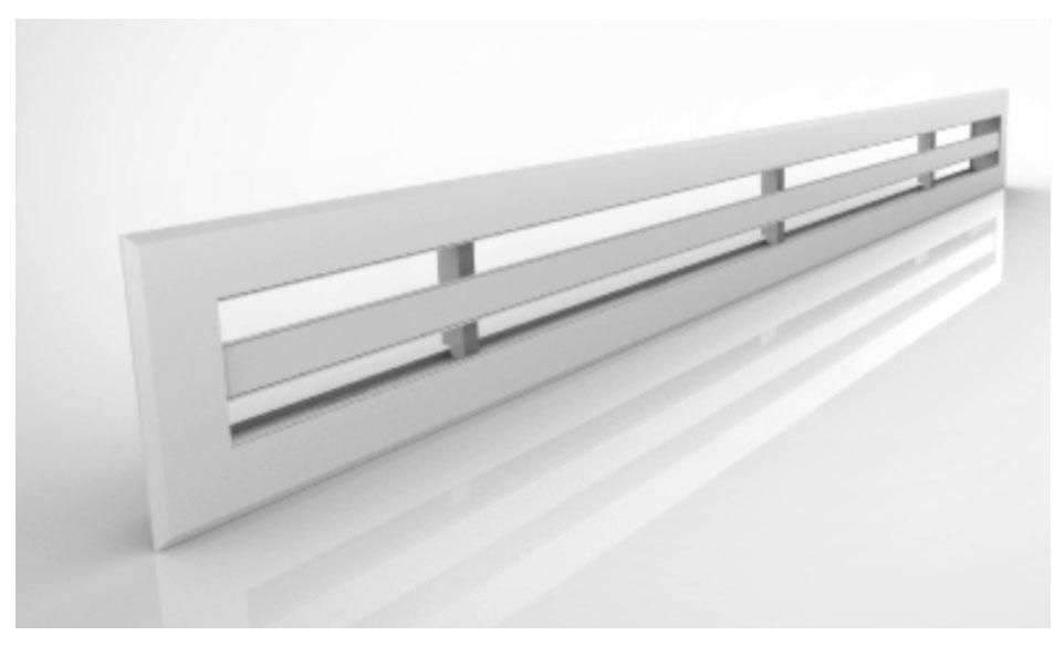 Aluminum Linear Diffuser with 1 Slots – DLC – 2 Slots of 1, duct opening width of 4, 4ft long