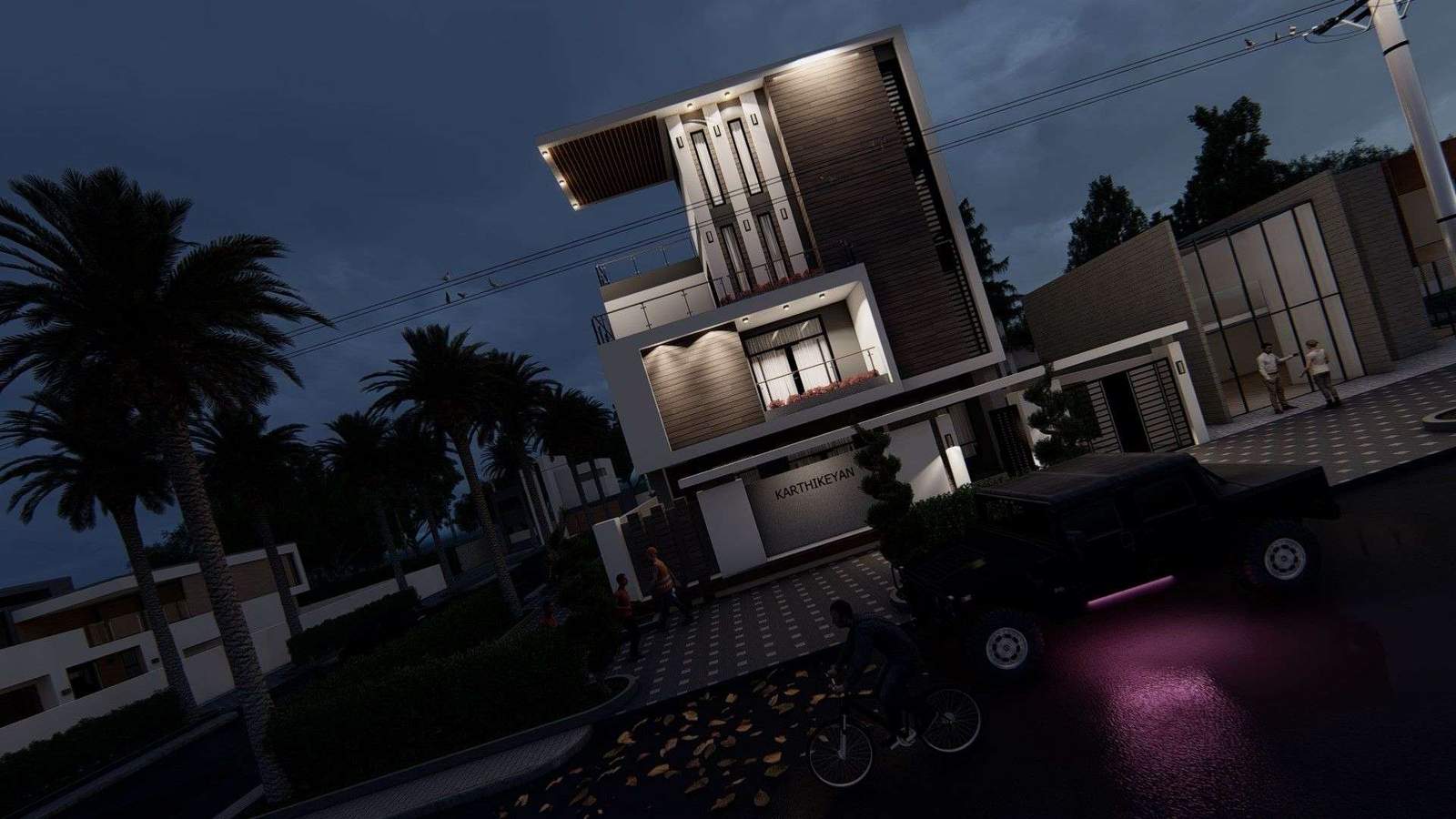 Villa Design Ideas | Unbuilt Studio | Night Render | Lumion 3d render | Elevation | Minimalistic |