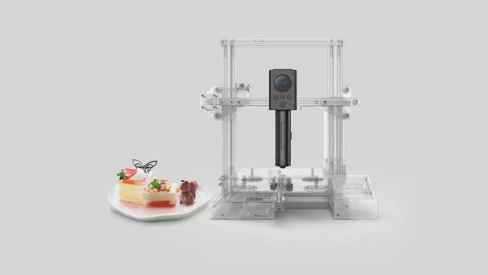 يطبع LuckyBot 3D الطعام باستخدام الشوكولاتة والبطاطا المهروسة