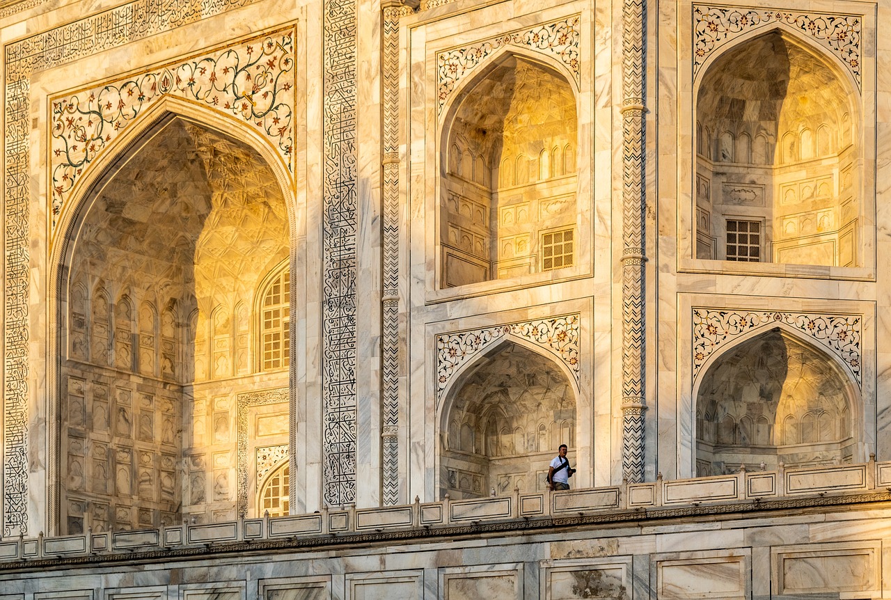 "The Taj Mahal facade, which may incorporate proportions related to the Fibonacci sequence and golden ratio"