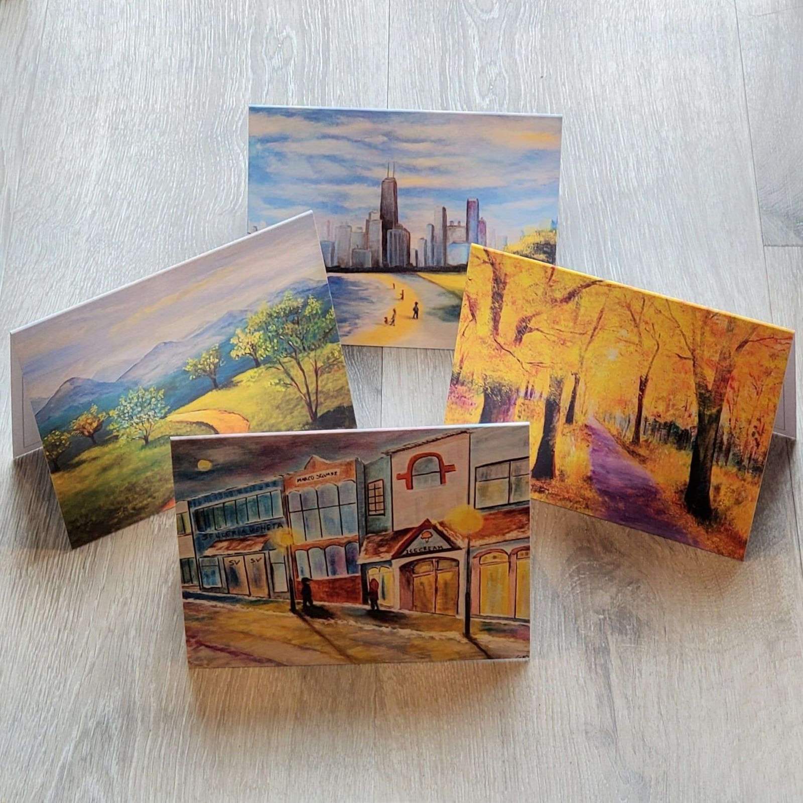Note Cards by Selleria Veneta – Landscape & Cityscape Mix ‘Yellow’ Theme