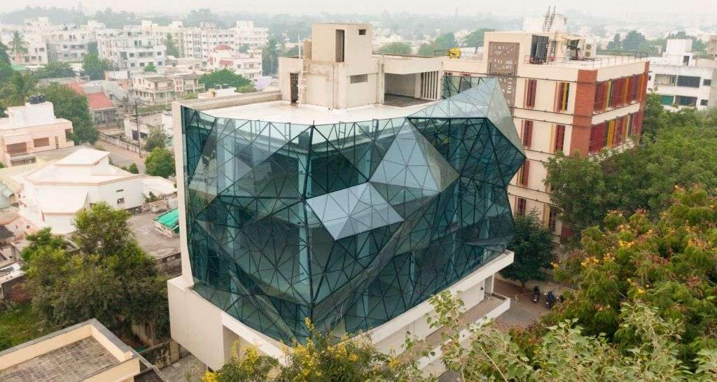 Iconic glass building by KPA Deesign Studio in India