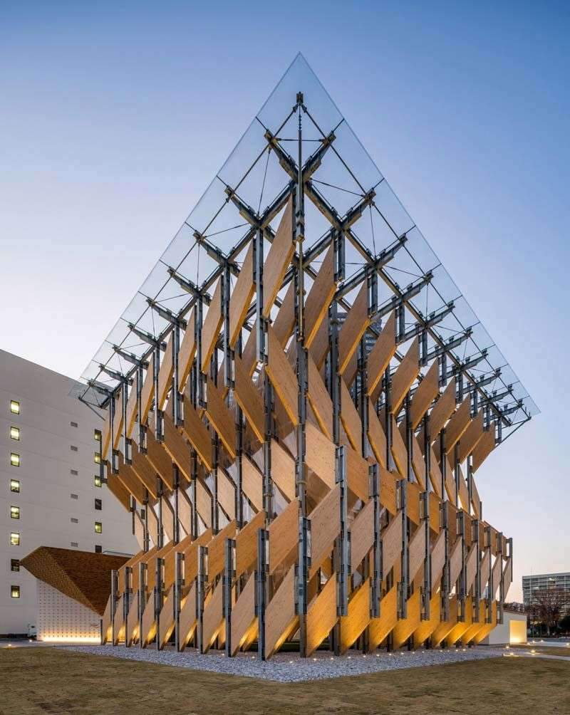 Kengo Kuma Unveils Cross-Laminated Timber Pavilion Stacked In Diagonal Panels
