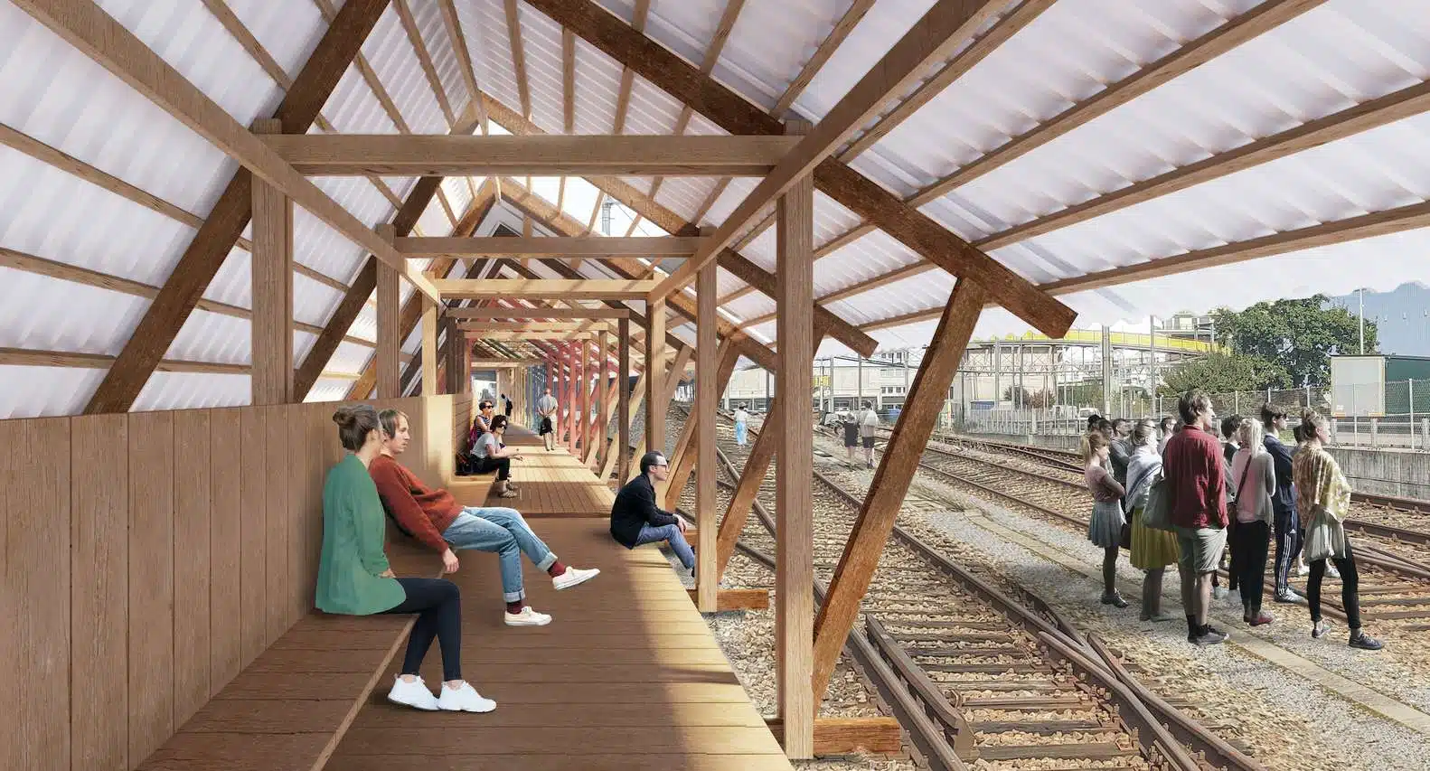 تصميم جناح بازل الافتتاحي المصنوع من مكونات البناء المعاد تدويرها بواسطة Architekturwoche Basel