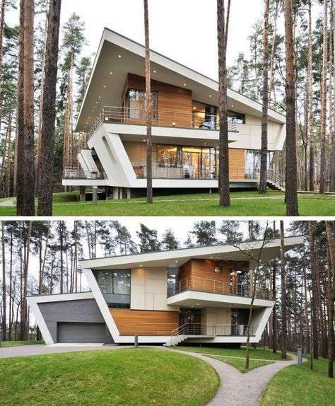 16 Examples Of Modern Houses With A Sloped Roof | Sloped roofs on this…