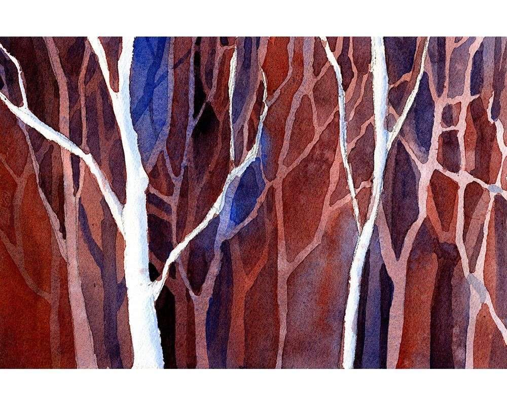 Watercolor painting of trees in forest.  Landscape painting of trees in forest.  Forest art watercolor print giclee art painting – 12×18  inches