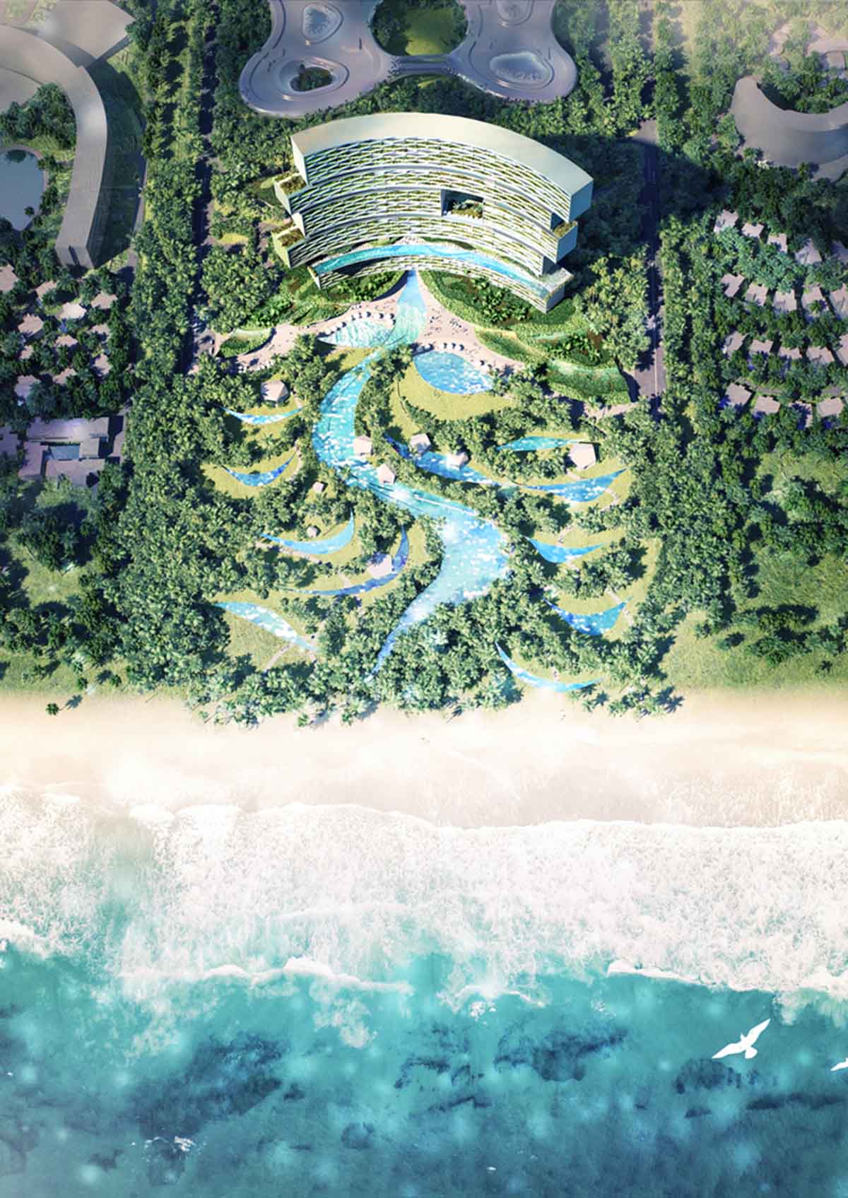 تصميم منتجع استوائي عمودي بحدائق معلقة في الصين