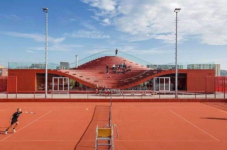 Tennis clubhouse in Amsterdam by @MVRDV, which is designed by parametric algorithms of sine…