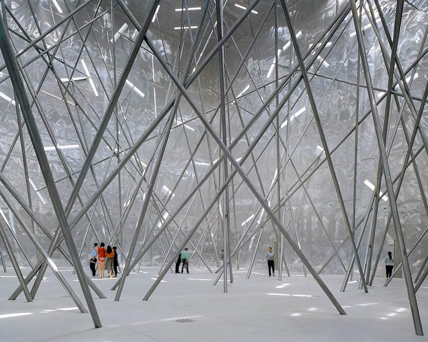 a web of tilted columns takes over christian kerez's bahrain pavilion at expo 2020 dubai