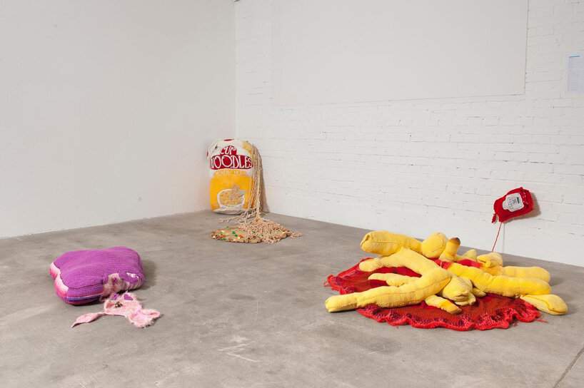supersized crotchet food by sabina speich highlights the problem of food waste