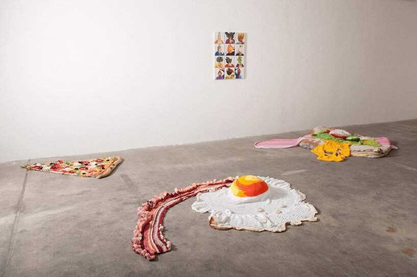 supersized crotchet food by sabina speich highlights the problem of food waste
