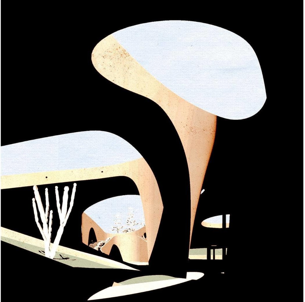 an architecture rendering of a curvy form