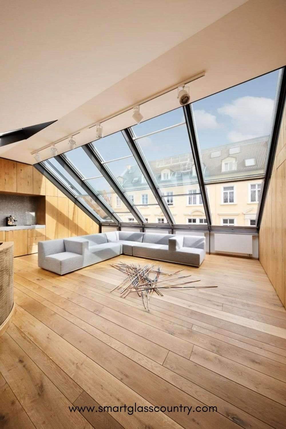 Smart Film on Angled Loft Windows