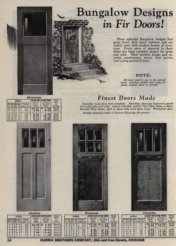 Bungalow Doors in Fir, 1928. Harris Brothers From the Association for Preservation Technology (APT)…