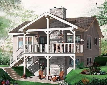 This cute vacation home plan features an airy vaulted deck giving you two levels…
