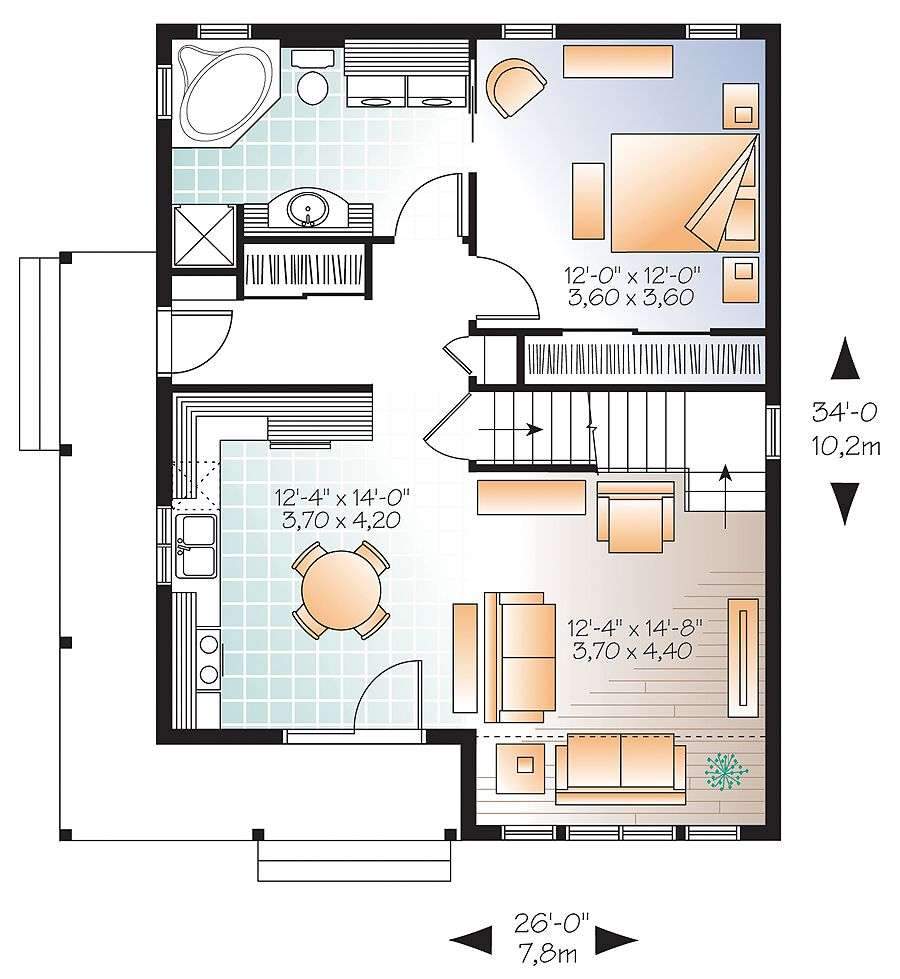 One-bedroom cottage with upper bonus: 5 Sets