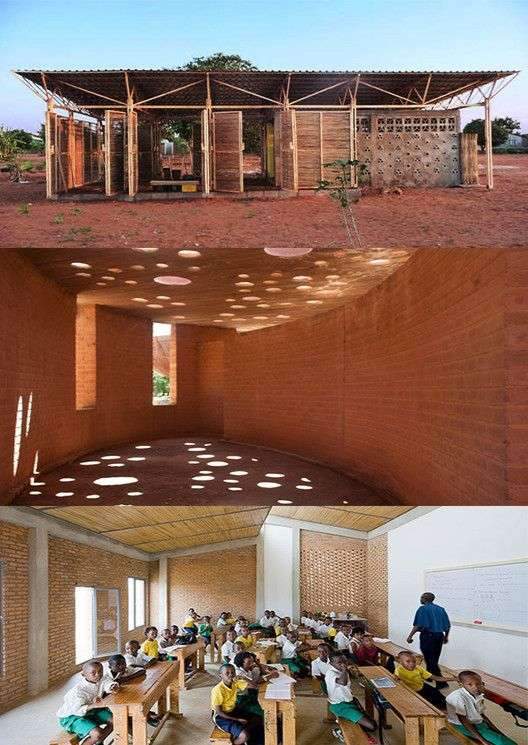 Three Projects That Transform Low-Tech Materials Into Innovative Design, Top: Educational Building In Mozambique…