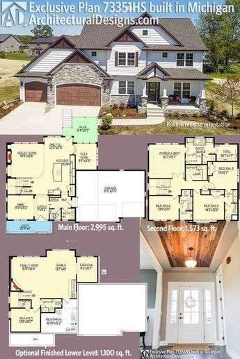 Exclusive House Plan 73351HS in reverse orientation in Michigan. The home gives you 4…