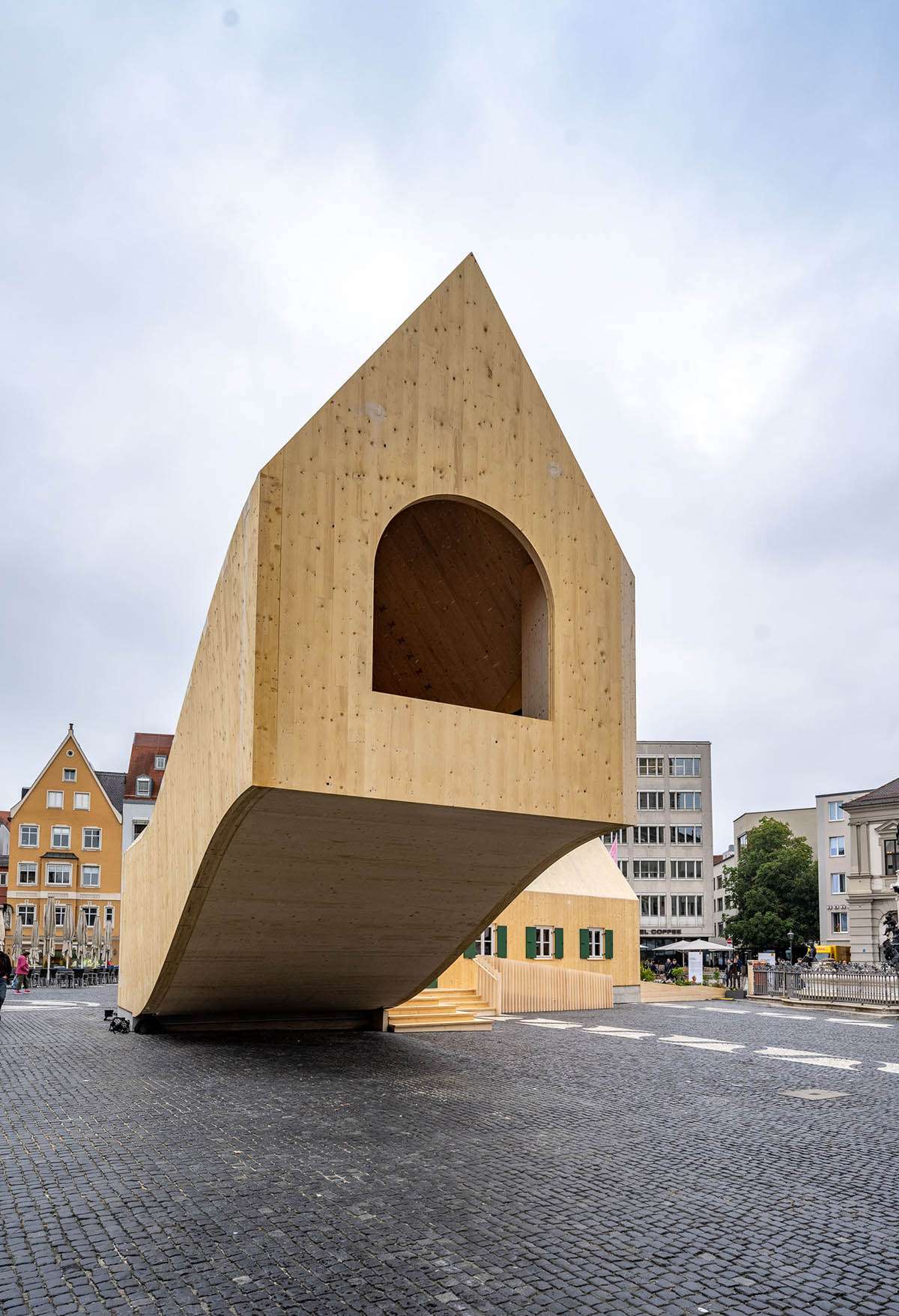 MVRDV celebrates the 500th anniversary of Fuggerei Social Housing by completing its cantilevered pavilion