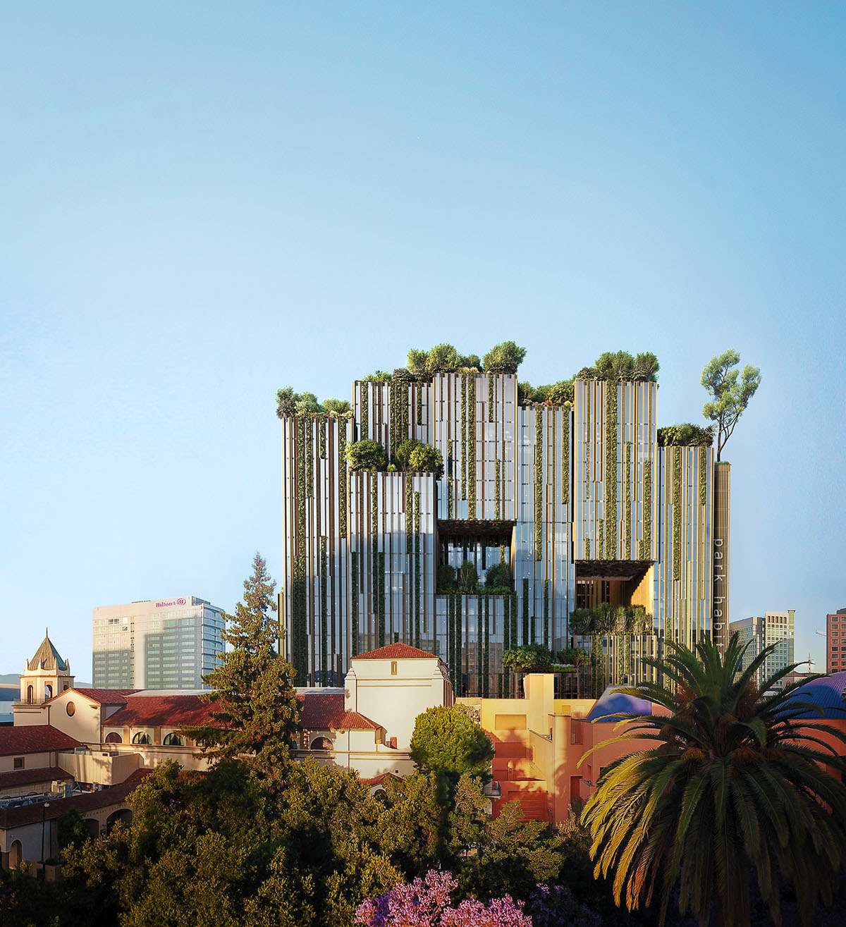 Commercial building design covered with plants