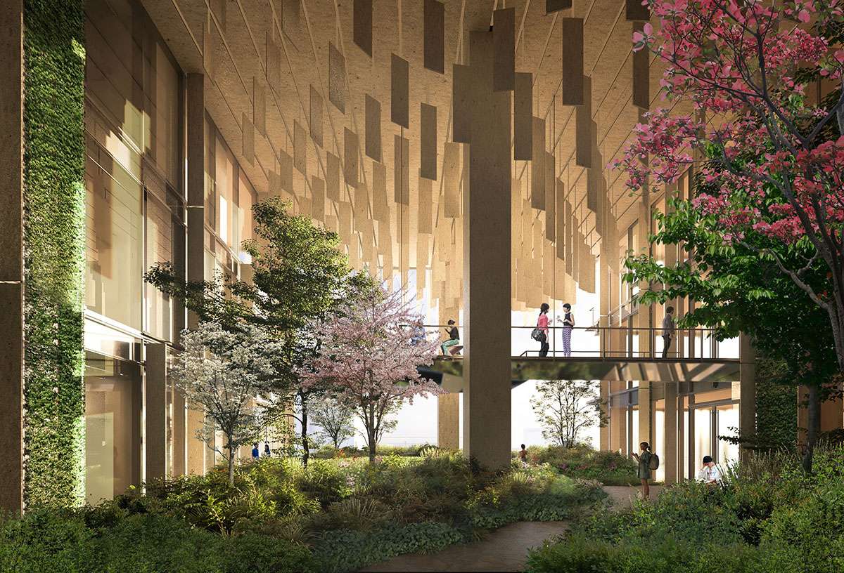 Commercial building design covered with plants