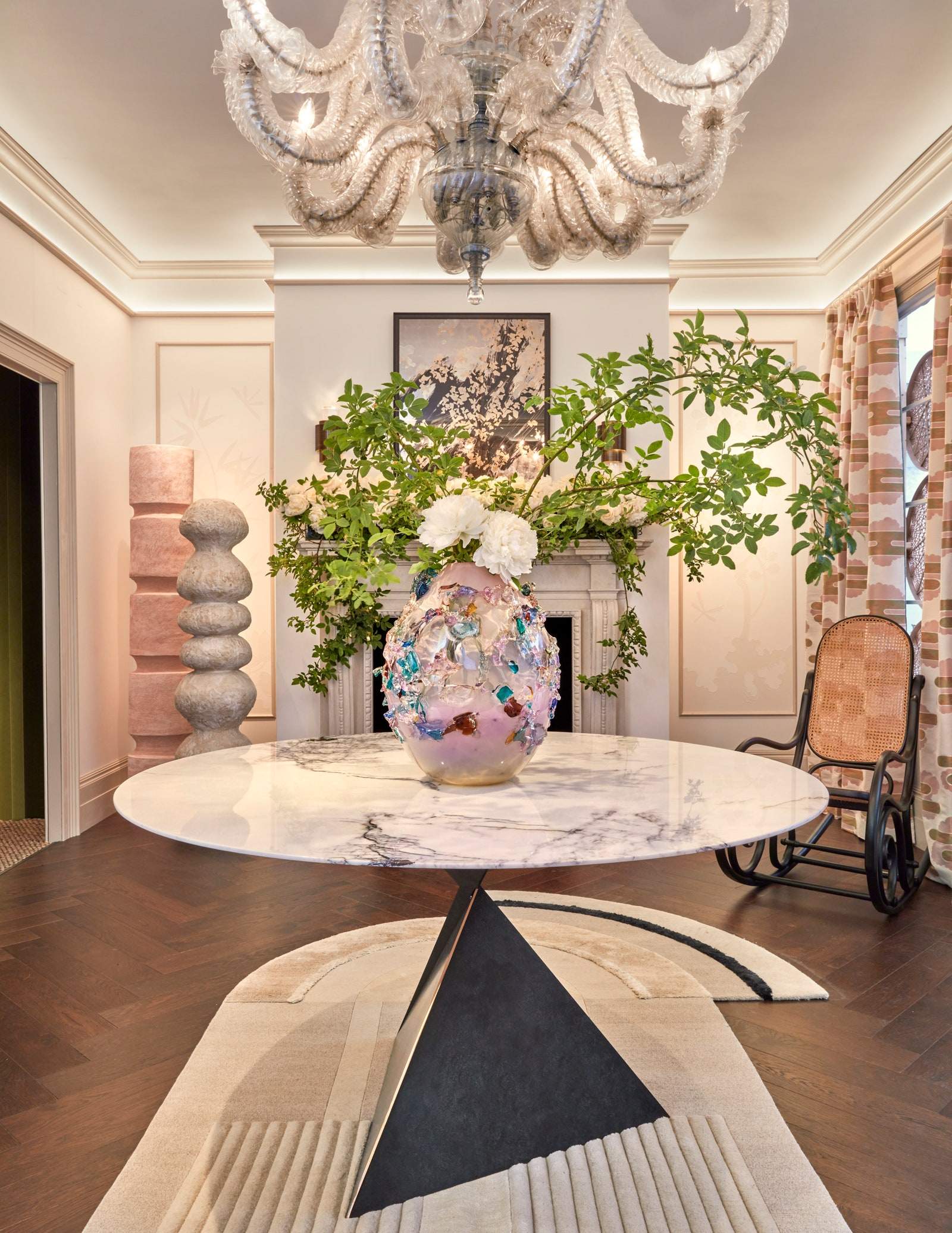 foyer with grand chandelier