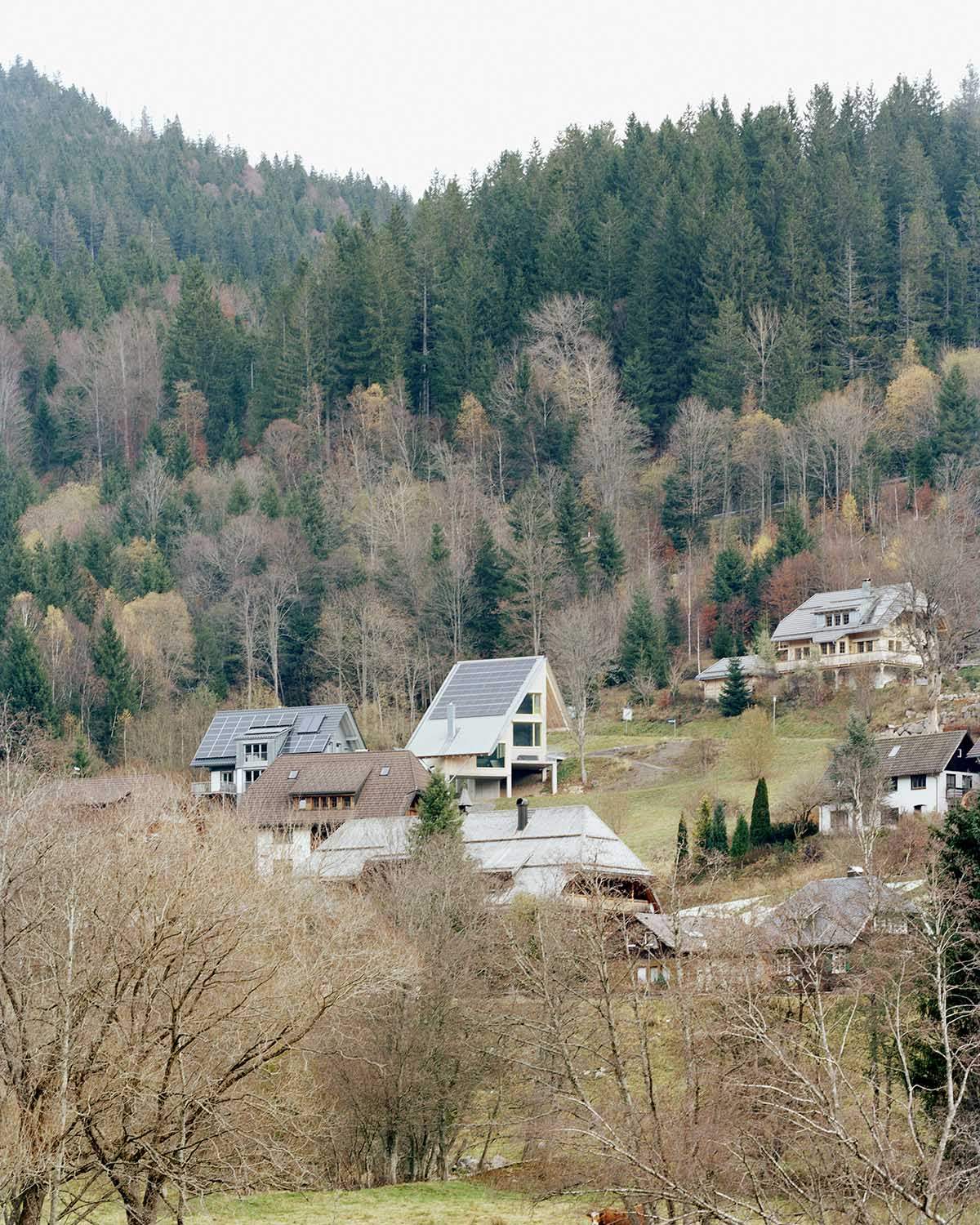 Design of a holiday wooden house on a hill slope in Germany