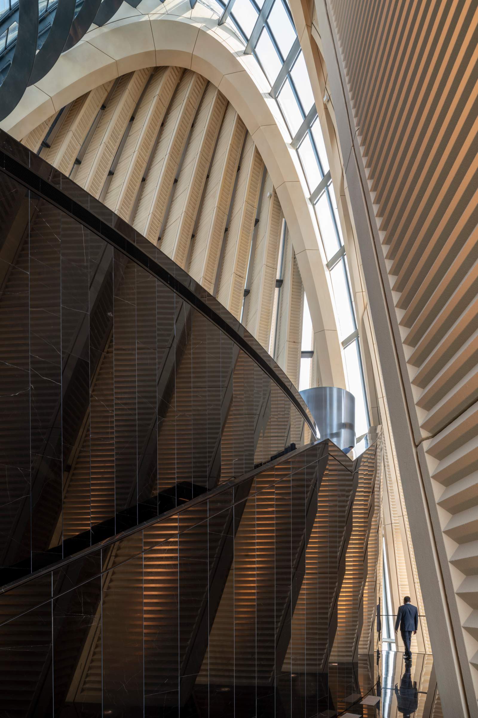 inside a large modern skyscraper