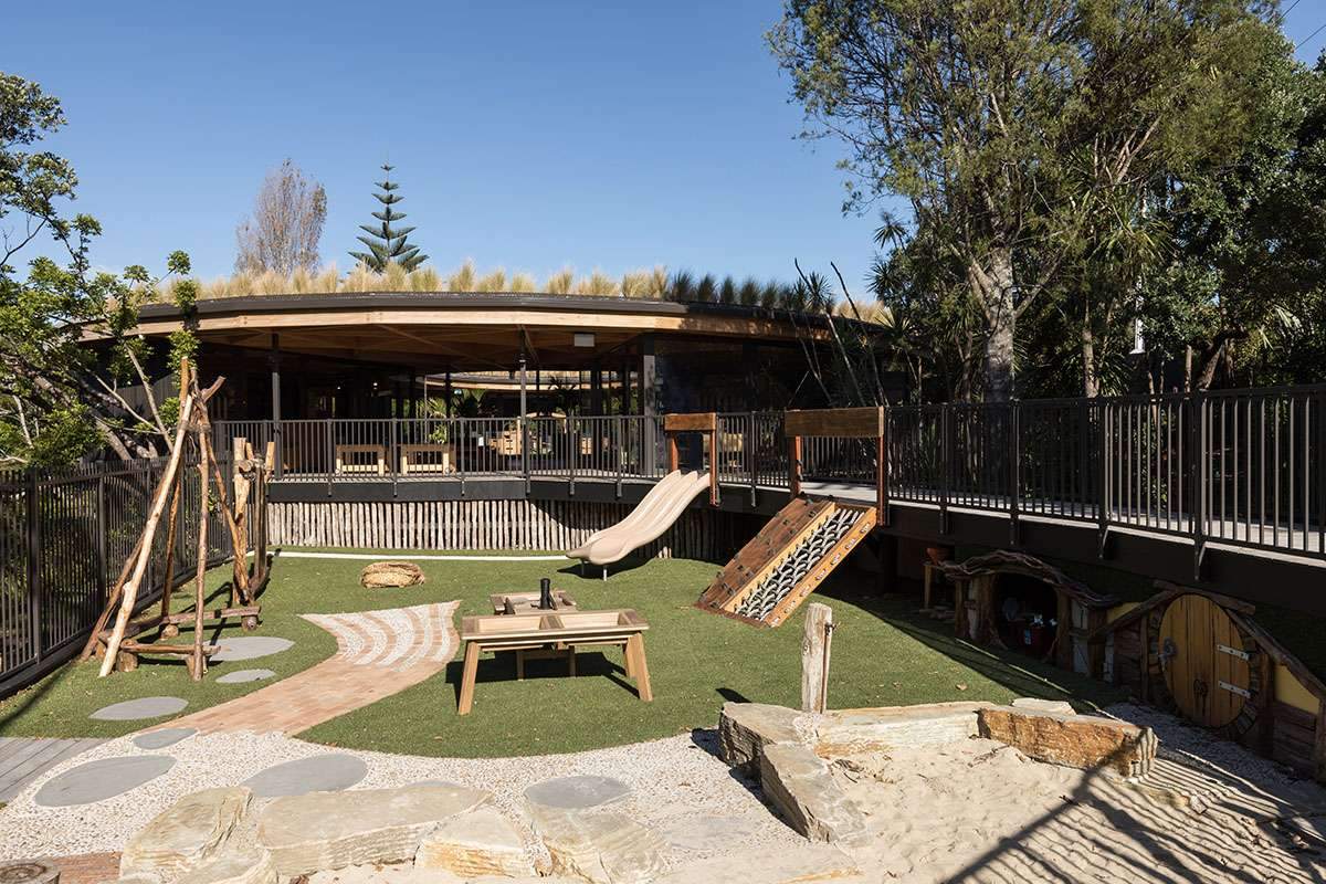 Building an educational center for children with a green circular roof
