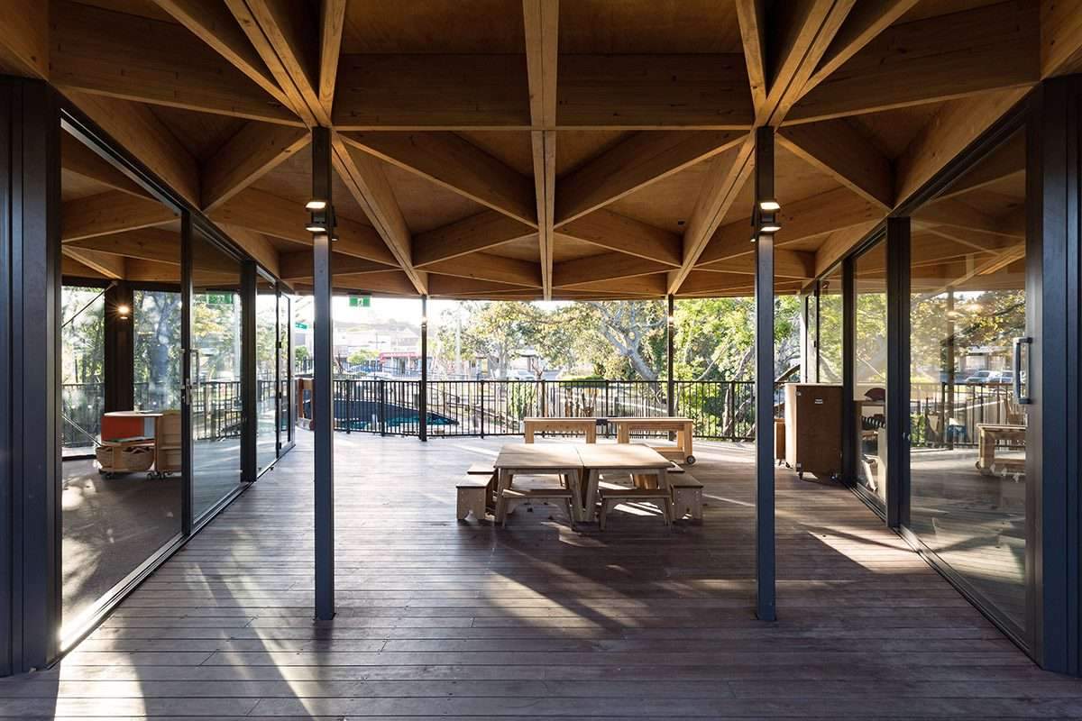 Building an educational center for children with a green circular roof