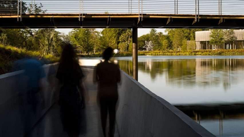 Outdoor theater and submerged walkway of the New Orleans Museum of Modern Art's Sculpture Garden Annex